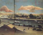 Henri Rousseau View of Point-du-Jour.Sunset oil on canvas